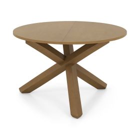 47 Inches Round Dining Table With Solid Acacia Wood Legs For 4-6 Person