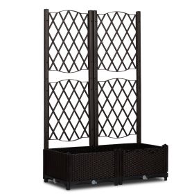 80x40x122.5CM, Carbon Color, 2-in-1 Assembly Type, Planting Trellis, Plastic Trellis With Planting Box