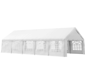 32x16 Outdoor Canopy Tent, Heavy Duty Carport With Cathedral Window, Removable Sidewalls, White, For Party, Wedding Tent