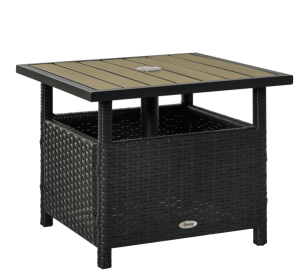 22 Steel PE Rattan Wicker Outdoor Patio Accent Table With Umbrella Hole Brown