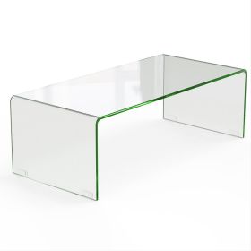 42.5 X 20 X 14 Inch Glass Coffee Table With Rounded Edges For Living Room