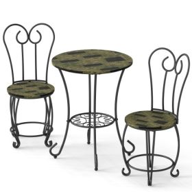 Modern Style 3 Piece Coffee Table Set Round Coffee Table With 2 Round Back Chairs