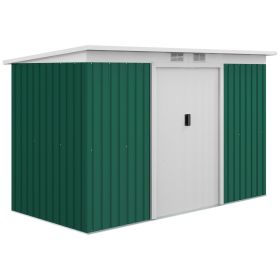 9'x4.5'x5.5' Rust Resistant Metal Garden Shed, Vented, Green White, Perfect For Backyard Lawn Tool Storage  Garden Essentials