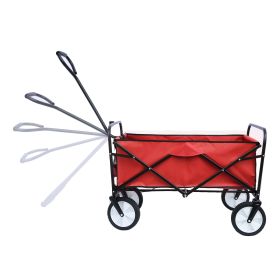 Folding Wagon Garden Shopping Beach Cart Red