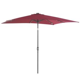 9ft Solar LED Patio Umbrella Outdoor Table Market Shade Crank Red