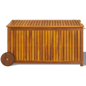 118x53x58cm, Original Colour, Outdoor Courtyard Wood Storage Box With Lid And Wheels