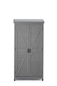 Outdoor Storage Cabinet With Metal Top, 68Tall Garden Shed For Yard