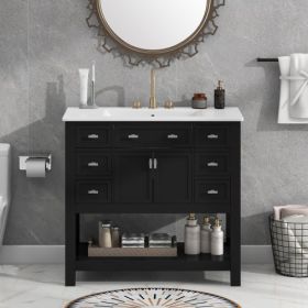 36'' Bathroom Vanity With Top Sink, Modern Bathroom Storage Cabinet With 2 Soft Closing Doors And 6 Drawers, Single Sink Bathroom Vanity
