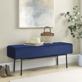 Contemporary Style Bedroom Velvet Upholstered Bench, Blue  45 X13x 17