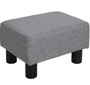 Versatile Accent 16 Gray Linen FabricOttoman Cube Footrest Pouf