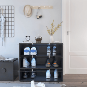 Black Glass Door Shoe Box Shoe Storage Cabinet With RGB Led Light