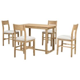 TOPMAX Farmhouse 5-Piece Counter Height Dining Set, 1 Table & 4 Chairs