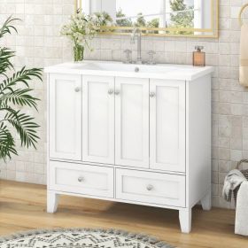 36  Bathroom Vanity With Resin Sink Combo,Solid Wood Frame Bathroom Storage Cabinet, Freestanding Vanity Set With 4 Soft Closing Doors 2 Drawers