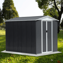 Waterproof Metal Steel Waterproof Outdoor Bike Storage Garden Shed 6FTx9FT Roof Grey With Aluminum Alloy Frame