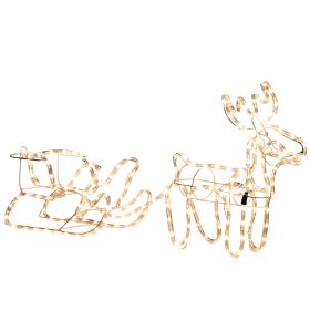 Outsunny LED Christmas Reindeer and Sleigh Decoration 35 Warm White Lights Steel Frame for Yard Indoor Outdoor