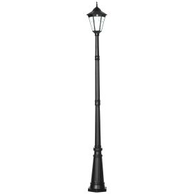Outsunny Solar Post Light 94.5" Outdoor Vintage Street Lamp Solar Powered for Garden Pathway Driveway Black