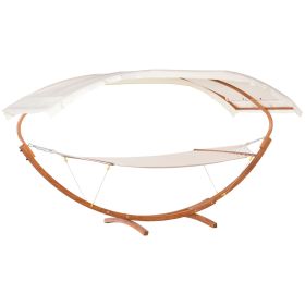 Outsunny 13 Wooden Roman Arc Hammock Stand with Modern Design and Detachable Canopy White for Outdoor Relaxation