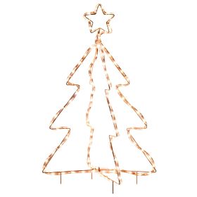 Outsunny Christmas LED Motif Light Christmas Tree, Warm White Rope Lighting with Steel Frame Stake, Outdoor Ornament Decoration