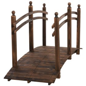 Outsunny Fir Wood Walkway: 7.5ft Arched Garden Bridge with Side Railings for Streams