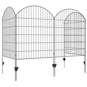 Outsunny 4-Pack Grid Design Metal Garden Fencing: Decorative Animal Barrier & Plant Border|