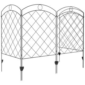 Outsunny 4-Panel Circle Design Metal Yard Fencing: Decorative Garden and Flower Bed Barrier|