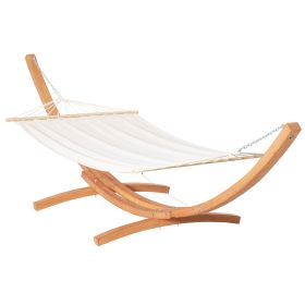 Outsunny 154'' x 47'' Outdoor Hammock, Arch Wooden Hammock with Stand, Single Bed w/ Straps and Hooks, White