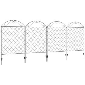 Outsunny Patio Perimeter: 11.5" Metal Garden Fence 4-Pack, Decorative Rust-Resistant Border