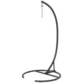 Outsunny Hanging Hammock Chair Stand Round Base 40.2 x 76.8 Black Sturdy Outdoor Relaxation