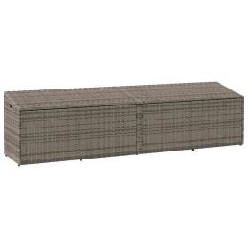 Garden Storage Box Grey PE rattan, Powder-Coated Steel Large