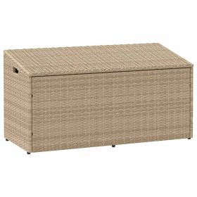 Garden Storage Box Beige PE rattan, Powder-coated steel Medium