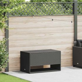 Cushion Box Black PE Rattan, Powder-Coated Steel, Polyester