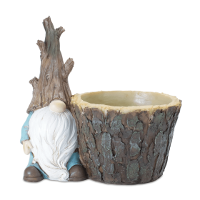 Whimsical Tree Trunk Gnome Planter