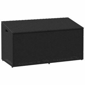 Garden Storage Box Black PE Rattan Medium Garden Storage Box