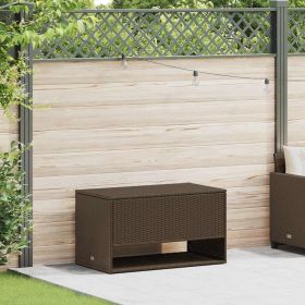 Cushion Box Brown PE Rattan, Powder-Coated Steel