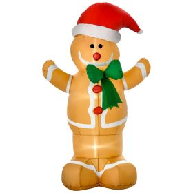 HOMCOM 6ft Christmas Inflatable Gingerbread Man, Outdoor Blow-Up Yard Decoration with LED Lights Display
