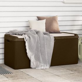 Patio Storage Box with Seat Cushion Brown 92.5 gal PP