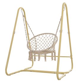 Handmade Macrame Swing Hammock Chair with Stand - Indoor/Outdoor Boho Style Seating