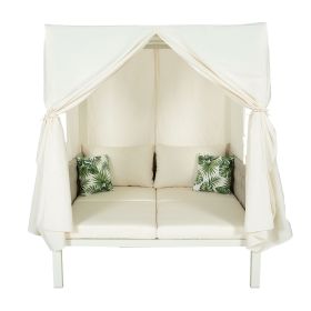 Outdoor Patio Sunbed with Curtains, High Comfort, Suitable for Multiple Scenarios