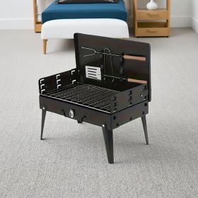 "Professional Foldable Charcoal Grill - Adjustable 3-Height Windproof BBQ for Outdoor Adventures"