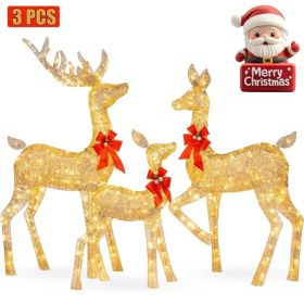 5ft 3-Piece Lighted Christmas Deer Family Set, Large Outdoor Yard Reindeer Holiday Decoration,Lighted Deer Set for Indoor Decor