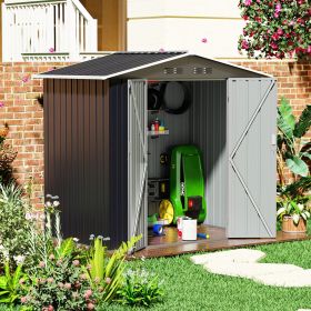 6 x 4 Ft. Outdoor Storage Shed, Metal Tool House with Lockable Door, Vents, Garden Backyard Lean to Shed, Black