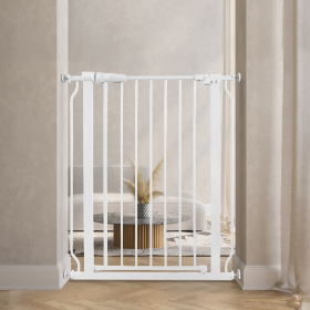 Only Supports Self Pickup  Extra Wide Baby Gate, Safety Dog Gate For Stairs, Easy Walk-through Self-closing Pet Gate For Houses, Doorways, White-grey