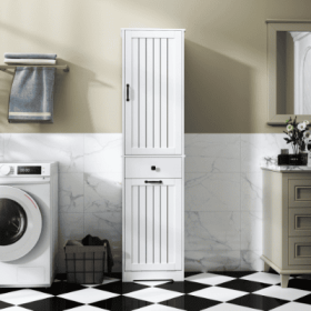 Laundry Cabinet ,with 1 Storage Cabinet And 1 Drawer - White