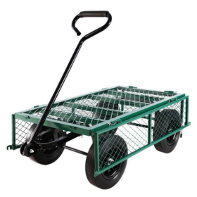 Solid Wheel Tool Trolley Garden Wood Cart (Option: Green Wagon cart Solid wheels)