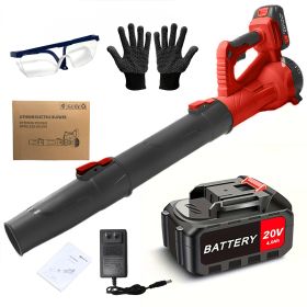 Cordless Leaf Blower 20V Electric Leaf Blower With4.0Ah Batteries And Fast Charger, Variable Speed, Turbo Mode, Battery Powered Handheld Leaf Blo (Color: Red)