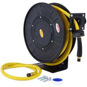 Air Reel 3  8 X 50Retractable Flex Hybrid Hose Max 300 PSI Commercial Premium (Color: Black)