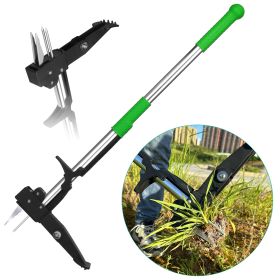 1Pc Aluminum Weed Puller Stand Up Weeder Without Bending Kneeling Manual Weed Remover Tool With 4 Claws For Lawn Yard Garden Patio (Color: Green)