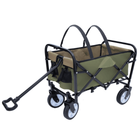 Minimeetall Strap Collapsible Foldable Wagon Cart With Strapping System, Beach Wagon , Utility Cart , Utility Wagon Grocery Cart For Camping Shop (Option: Army Green)
