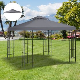 10' X 10' Gazebo Replacement Canopy 2 Tier Top UV Cover Pavilion Garden Patio Outdoor Dark Gray (Option: Gray)
