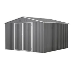 10 X 10 FT Outdoor Storage Shed, Large Metal Tool Sheds With Updated Frame Structure And Lockable Doors, Garden Shed For Backyard Garden Patio La (Option: Gray)